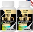 Suppléments de fertilité pour les hommes, Vitamines prénatales masculines - Nombre optimal de sperme, Motilité et Force, 2000MG Suppléments masculins de fertilité avec Maca Root pour Conception - Packs de 2