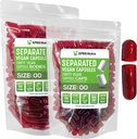 XPRS Nutra Vegan Taille 00 Capsules séparées - 100 Compte Capsules vides Premium Séparées dans des sacs - 00 Pills vides pour le remplissage de supplément de bricolage (rouge clair)
