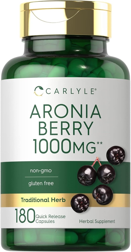 Carlyle Aronia Berry Capsules 1000mg de 180 pilules d'extrait de baies de Chokeberry