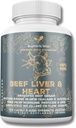 Foie de boeuf et capsules cardiaques de l'herbe : 210 Capsules à libération rapide (750mg chacune) Foie de boeuf et supplément cardiaque déshydratés