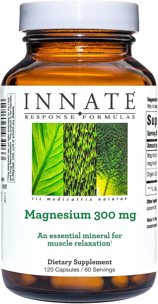 Formules de réponse INNATE Magnésium 300 mg - Supplément minéral pour la relaxation musculaire - Végétarien et sans gluten - 120 capsules (60 portions)