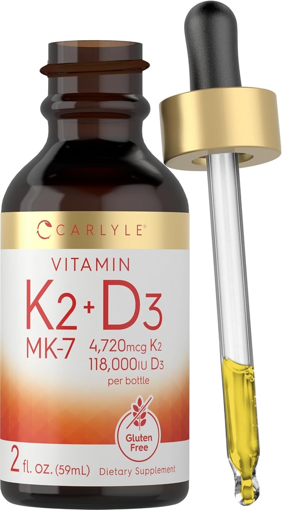 Carlyle Vitamine D3 K2 gouttes de 2 Fl Oz.