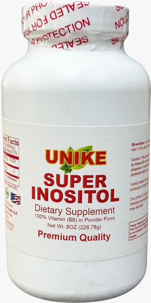 Supplément diététique Super Inositol (Vitamine B8) Poudre pour l'équilibre hormonal, la fertilité et le soutien ovarien.