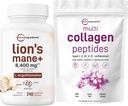 Micro Ingredients Multi Collagène Protéine Poudre 16oz & Lions Mane Supplément 240 Capsules Veggie Bundle 2 Pack