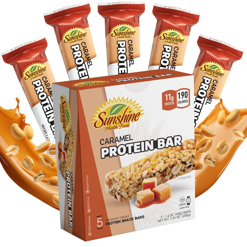 Barres protéinées sans gluten, 5 barres protéinées saines caramel pour les modes de vie actifs, barres protéinées idéales pour le remplacement des repas, barres protéinées hautes parfaites pour la récupération musculaire et énergie soutenue