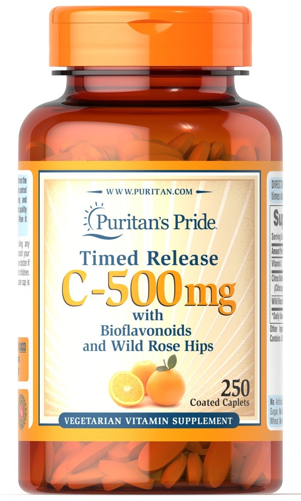 Pride de Puritan Vitamine C 500 mg avec Caplets HIPS Rose, 250 Nombre