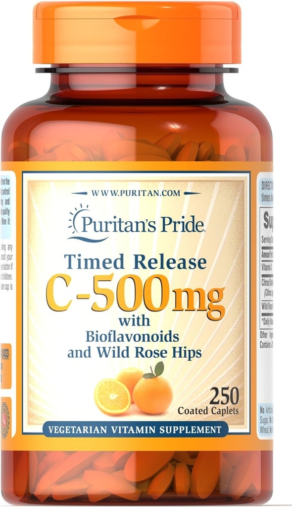 Pride de Puritan Vitamine C 500 mg avec Caplets HIPS Rose, 250 Nombre