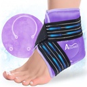 Atsuwell Ankle Ice Pack Wrap, gel réutilisable Ice Cold Packs pour talon de pied de cheville, pied Ice Wrap avec doublure en peluche douce, traitement du compresseur froid pour le désagrément apaisant, violet