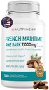 Extrait français d'écorce de pin Maritime 7000mg avec 95% Proanthocyanidines pour la circulation, la santé cardiaque, la peau, le soutien cognitif - 20:1 Ratio et 180 Capsules de légumes - Non-OGM, sans gluten, Vegan-Amis
