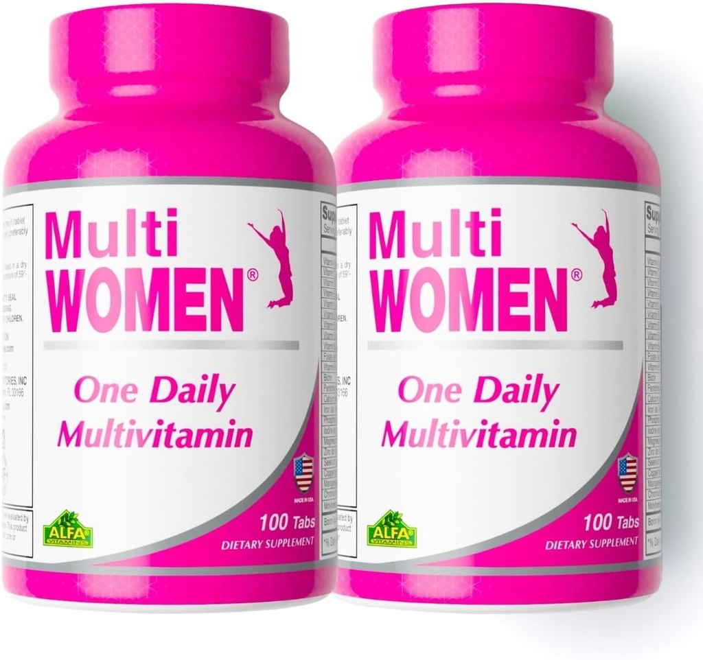 ALFA VITAMINS Multi femmes vitamines complément alimentaire avec vitamines et minéraux essentiels pour les femmes - acides aminés + antioxydants - 100 comprimés (2 pack)