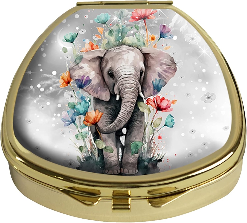Boîte à pilules Mignon bébé éléphant cas Pill Pocket Purse Portable Support de tablette de voyage Organisateur Revêtement de verre décoratif Shap