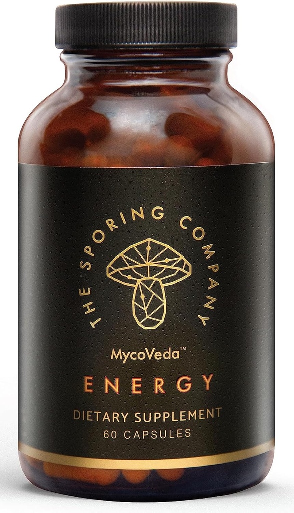 Énergie - Supplément de champignons - Cordyceps, Ashwangandha, Guarana - 3X Plus de champignons - Energy Boost et Stamina (60 capsules)