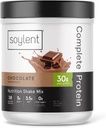 Poudre de protéines complètes de soja, chocolat, 30g Secouer de protéines pour la croissance et la récupération musculaires, BCAAs, DHA, MCT, 28 vitamines et minéraux, Zéro sucre, sans gluten, végétalien - 1,25lb