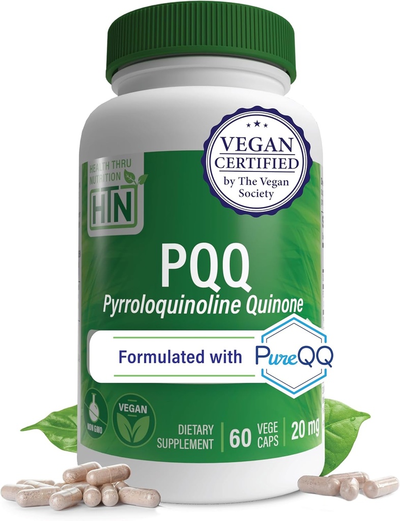 Santé Thru Nutrition PQQ 20mg 60 portions Pyrroloquinoline Quinone comme PureQQ-QPromeuve la biogenèse mitochondriale Supplément