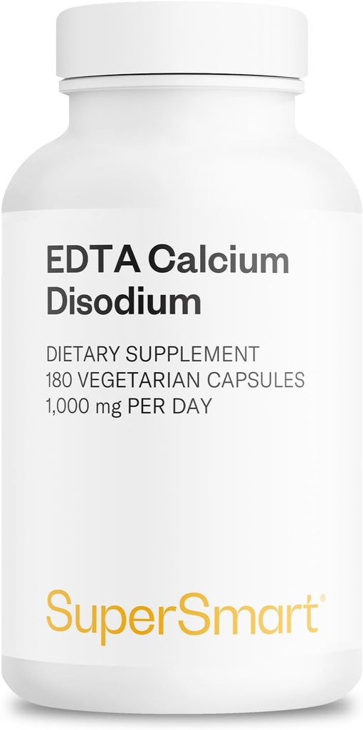 Supersmart - EDTA 1000mg par jour - Supplément EDTA Calcium Disodium - 180 capsules végétariennes