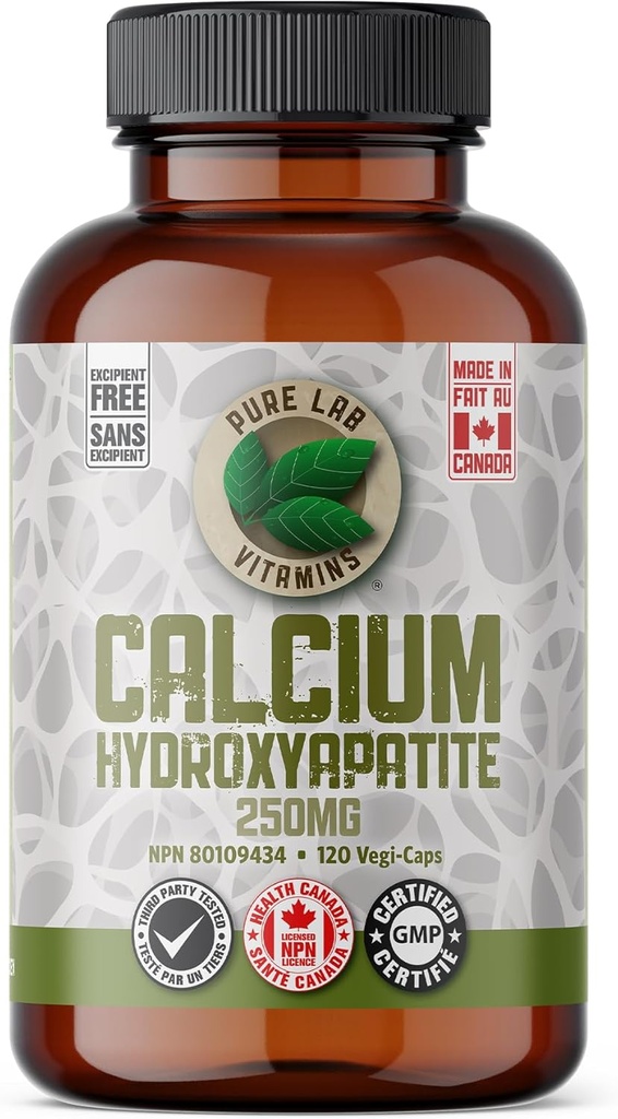 Hydroxyapatite de calcium 250 mg - 120 Capsules de végétalien par Vitamines de laboratoire pur - L'hydroxyapatite de calcium est un complexe biologique de ce qui fait naturellement partie de la matrice osseuse fabriquée au Canada