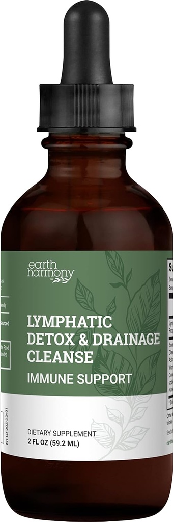 Harmonie de la Terre Gouttes de drainage lymphatique, Détox lymphatique - Supplément avec Soursop, Cat's Claw Bark, Astragalus, Wormwood, Détox ganglion lymphatique, Nettoyage du soutien lymphatique (2 Oz)