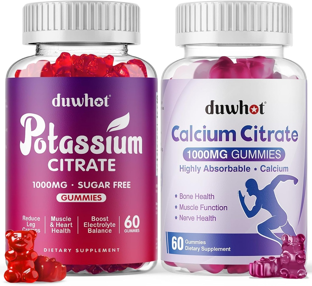 Citrate de potassium 1000mg Gummies Citrate de calcium 1000mg Gummies, soutien de la crampe des jambes, os et santé musculaire