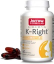 Formules Jarrow K-Droite - Complexe en vitamine K (K1, MK-4, MK-7, D3) - 60 portions (Sofgels) - Supplément alimentaire pour le soutien de la santé osseuse et cardiovasculaire - Vitamine K2 MK-7 - Sans gluten