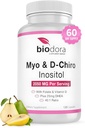 Myo& D-Chiro Supplément Inositol, avec folate et vitamine D, rapport de 40 à 1, comprend DHEA, aide à l'équilibre hormonal, fonction ovarienne, 2050mg par portion, 120 capsules