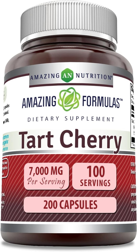 Amazing Formulas Tart Cherry Extract 700 Mg Extract (10:1) Per Serving Capsules Supplement | Equivalent to 7000 Mg | Non-GMO | Gluten Free | Made in USA (1 Pack | 200 Count)