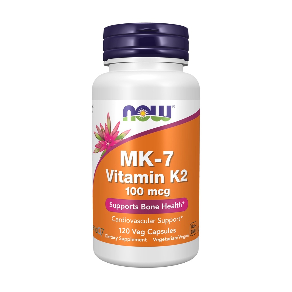 MAINTENANT Aliments suppléments, MK-7 Vitamine K-2 100 mcg, soutien cardiovasculaire*, soutient la santé osseuse*, 120 gélules