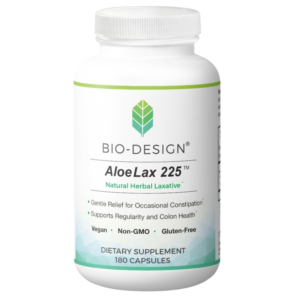 Aloe Lax 225 Laxatif naturel à base de plantes - Relief doux pour la constipation occasionnelle, le gaz, et le ballonnement avec 225mg Aloe Ferox naturel - soutient Bowel Regularity & Colon Health - 180 Capsules