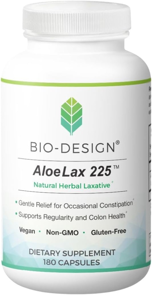 Aloe Lax 225 Laxatif naturel à base de plantes - Relief doux pour la constipation occasionnelle, le gaz, et le ballonnement avec 225mg Aloe Ferox naturel - soutient Bowel Regularity & Colon Health - 180 Capsules