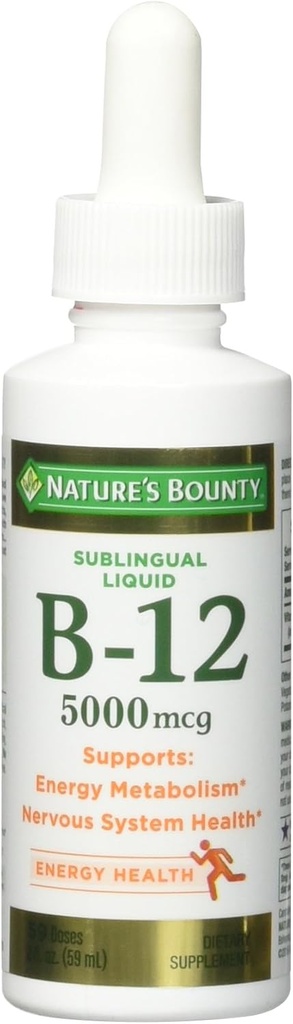Nature's Bounty B-12 5000 mcg Sublingual Liquid Energy Health 2 oz (paquet de 5)