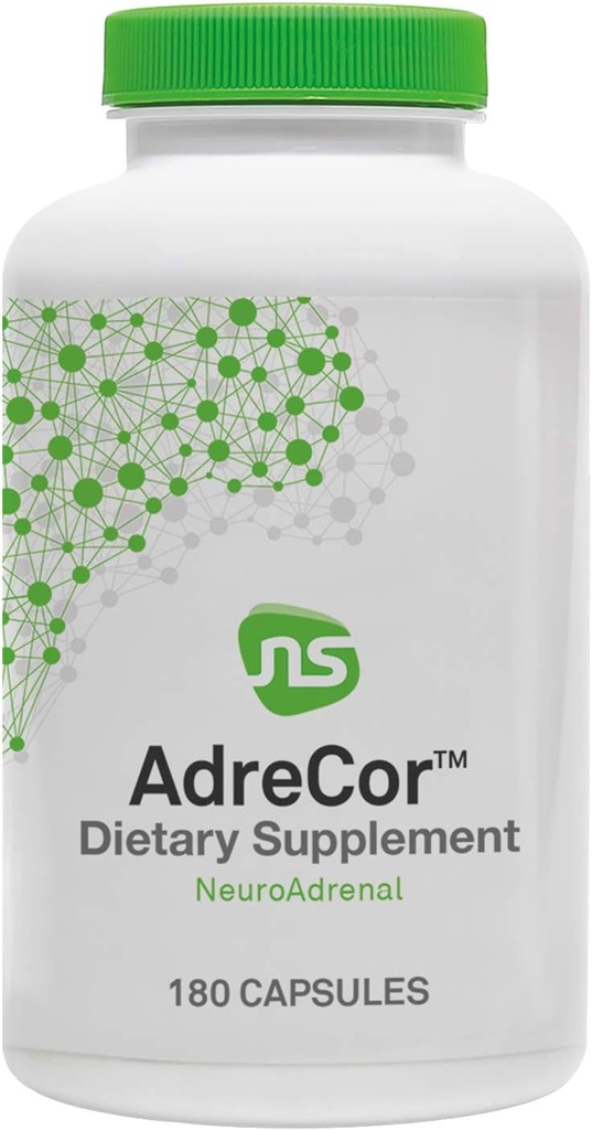 NeuroScience AdreCor - Supplément énergie et soutien adrénal avec Rhodiola Rosea, vitamine B6 et extrait de thé vert - aide à réduire la fatigue et le brouillard cérébral, favorise l'humeur et la gestion du stress (180 capsules)