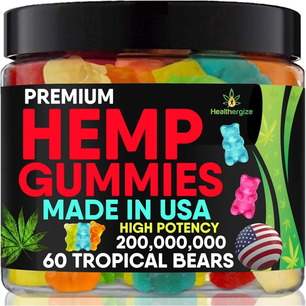 Gummies de chanvre pour la nuit, les comestibles d'ours gommy, le repos et la détente, le soutien du sommeil, huile oméga de haute puissance pour Nap-Fabriqué aux États-Unis