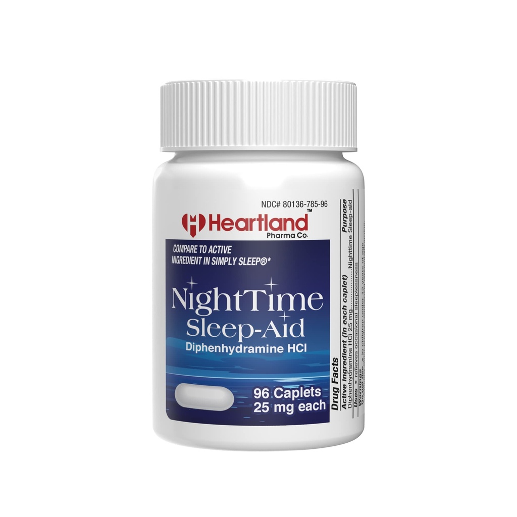 Diphénhydramine HCI 25mg , Caplets de soulagement de l'aide au sommeil , Pilules de couchage pour adultes Extra Strong , Aides au sommeil naturelles , 96 Compte