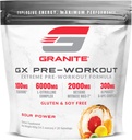 Granite GX Pre Workout Supplement, Sour Power Flavor, supporte Focus, Énergie, & Performance avec Teacrine, L-Citrulline, Betaine, & A-GPC (20 services)