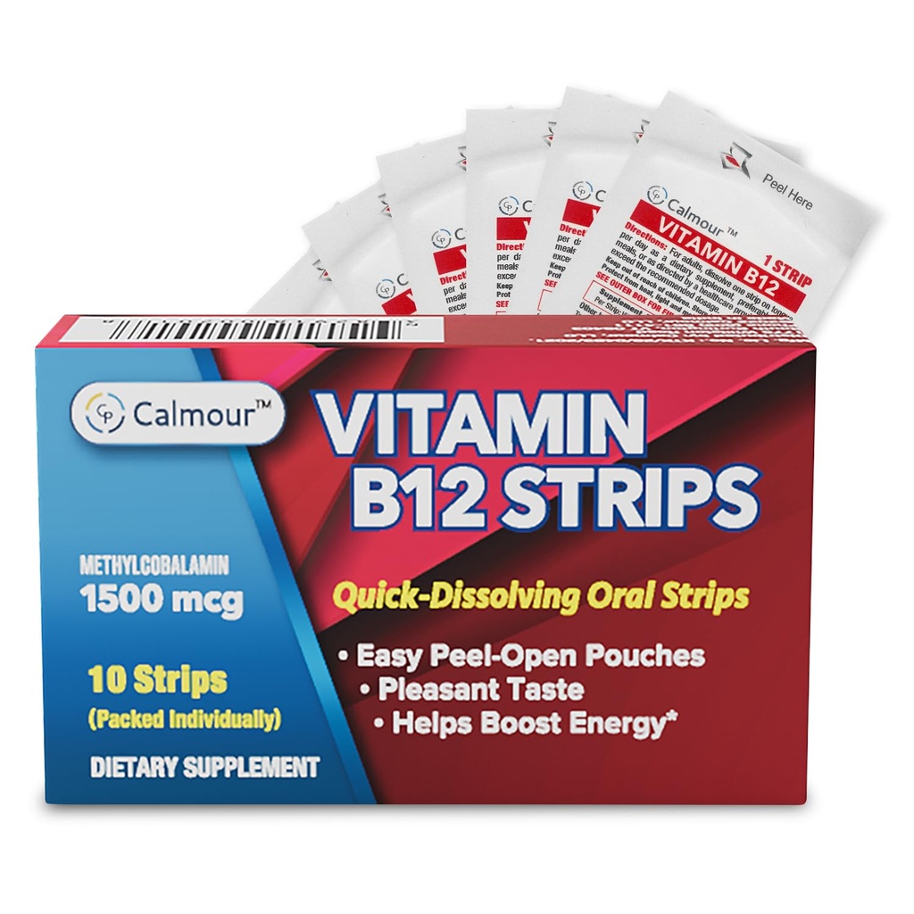 Bandes de vitamine B12 10 Packs Facile Oral Dissolvable Menthe Bandes Aromatisées.