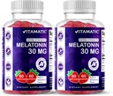 Mélatonine sans sucre vitamatique 30mg par gummy - 60 portions - 60 gummées végétariennes - Supplément de formation non-habitant (60 comtes (paquet de 2))