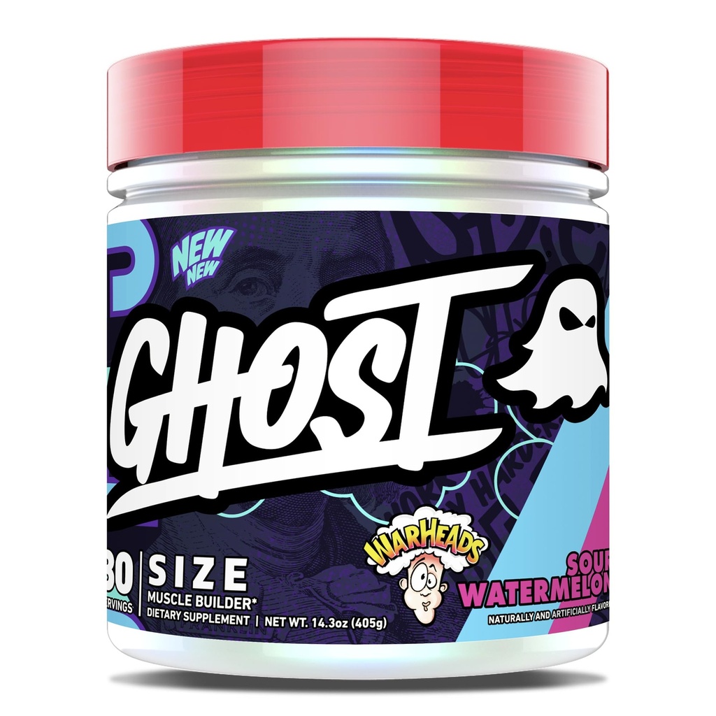 GHOST Taille V3 Muscle Builder Dietary Supplement - Warheads Sour Watermelon, 30 portions – Soutenir la croissance musculaire et la construction de la force pour les hommes et les femmes - Créatine et bêtaine - Sans sucre et gluten