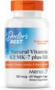 La meilleure vitamine naturelle de docteur K2 MK-7 Plus D3, soutient tissu, artère, et santé des os, non-OGM, sans gluten, sans soja, sans légumes 60 capsules