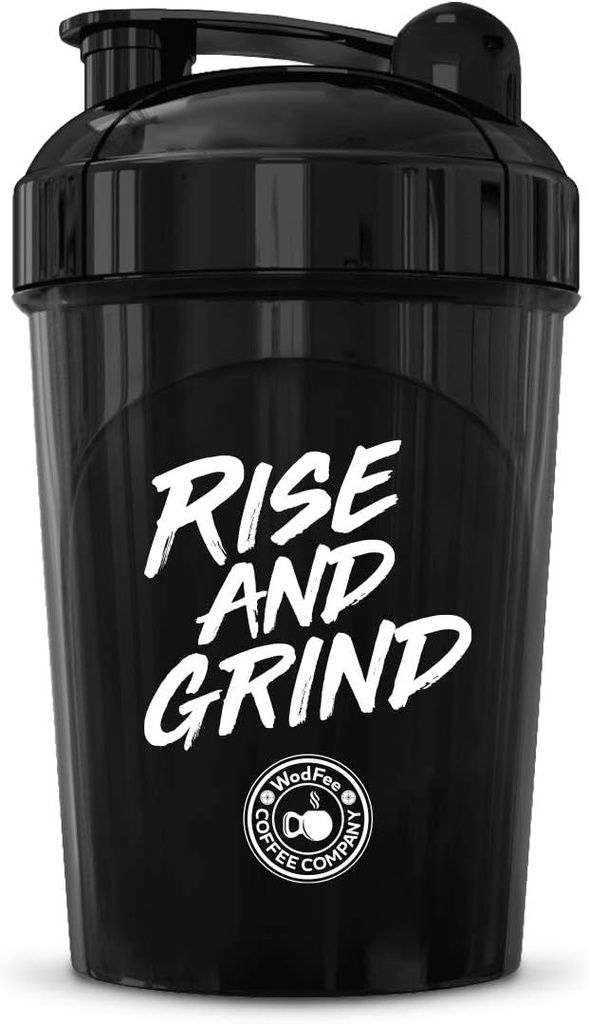 MIXT Energy Rise and Grind Shaker Bouteille, 16 oz. Shaker Bouteille, BPA Free & Lid Mixing Technology (16 oz, noir)