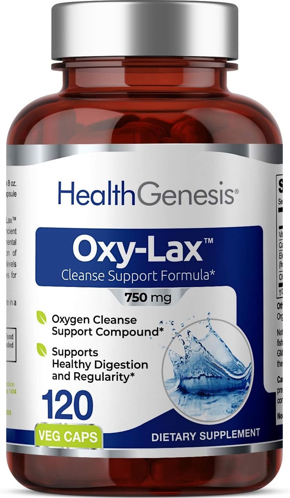 Oxy-Lax 750 mg 120 Vcaps - Natural Magnésium Oxyde à base d'oxygène Colon Cleanse Gentle Laxative Supports Healthy Digestive Tract Regularity