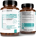 Hyaluronic Acid Supplements 250mg with 200mg Vitamin C, 1000mg L-Proline & Anti-Aging Benefits, Hyaluronic Acid Capsules for Youthful Skin, Joints & Connective Tissue Health - 120 Capsules