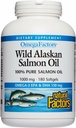 Facteurs naturels Huile de saumon sauvage d'Alaska Fournit Omega-3, EPA, DHA et vitamine D, soutient la santé cérébrale et cardiaque, 180 Softgels