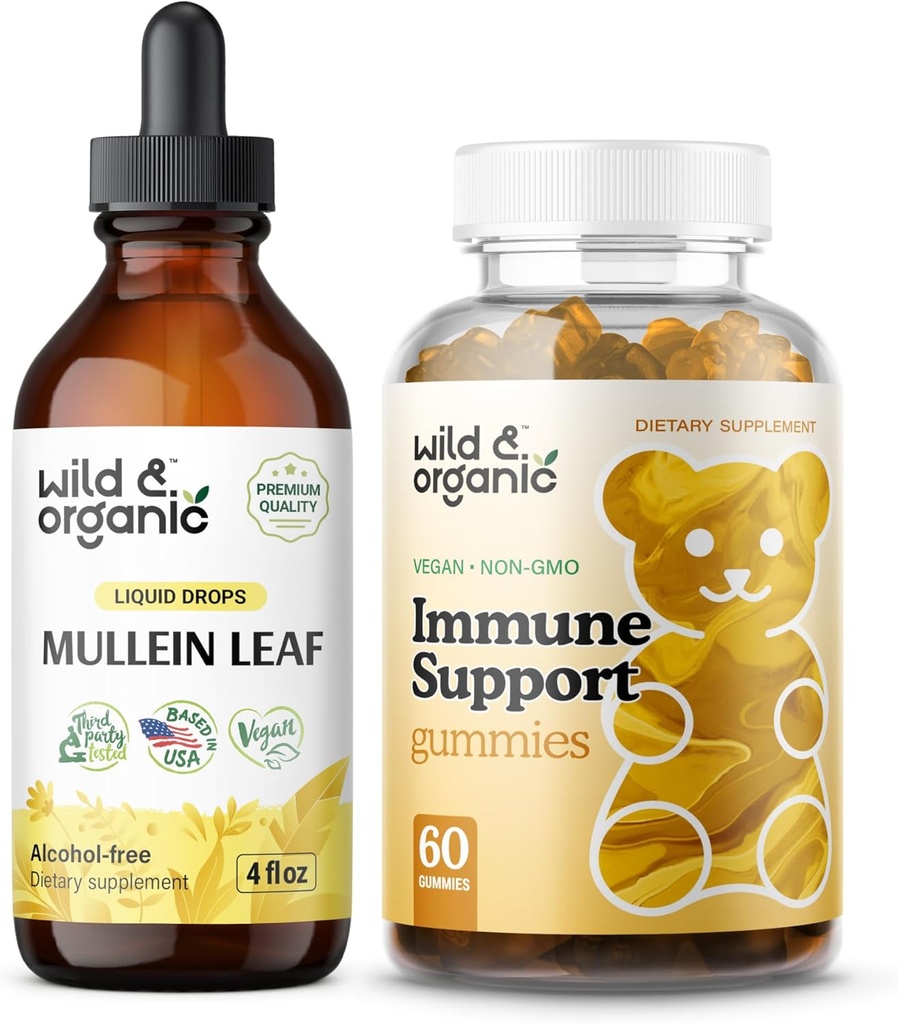 Wild & Organic Mullein Drops 4 oz & Immune Support Gommies