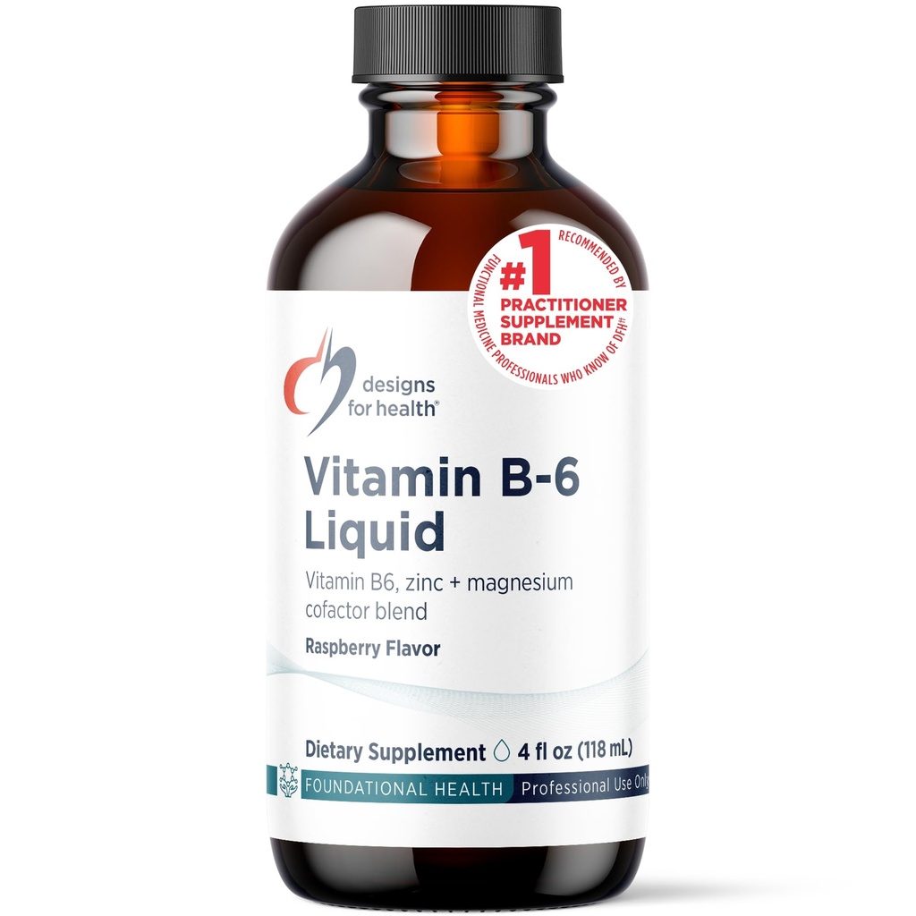 Conceptions pour la santé Vitamine B6 liquide - 50mg B6 avec supplément de chélate de magnésium + zinc - Absorbants Facilement + Grande Dégustation Arôme de framboise (24 portions / 4 Fl Oz)