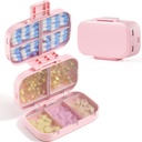 MEACOLIA Triple-Folding Pill Organizer, 9 compartiments Cas de pilule de voyage avec grande capacité, boîte à pilules quotidienne Petit contenant de pilule pour la vitamine, huile de foie de morue, suppléments (puits)