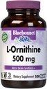 Bluebonnet Nutrition L-Ornithine 500mg, acide amino de forme libre, pour le métabolisme sain des protéines*, sans soja, sans gluten, non-OGM, certifié Kosher, végétalien, 100 capsules végétales, 100 portions