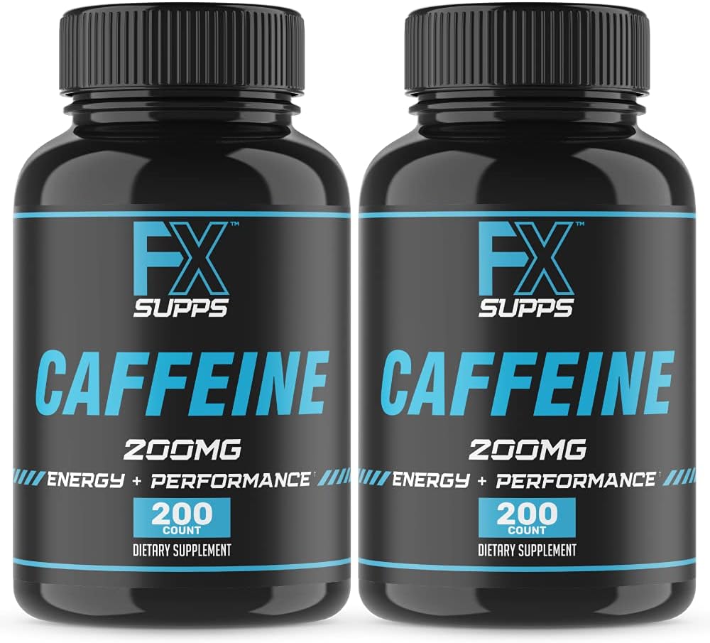 FXSUPPS Caffeine 200 mg Pills (2-Pack, 400 Capsules) – Fast-Acting Energy Support Supplement for Men and Women | Supports Alertness, Focus & Metabolic Function