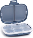 MEACOLIA Organisateur de pilules de voyage, 1 Pack 8 Compartiments Daily Pill Case Petite boîte à pilules pour la purse de poche, Portable Pill Container Medicine Vitamine Organizer (Dark Blue)