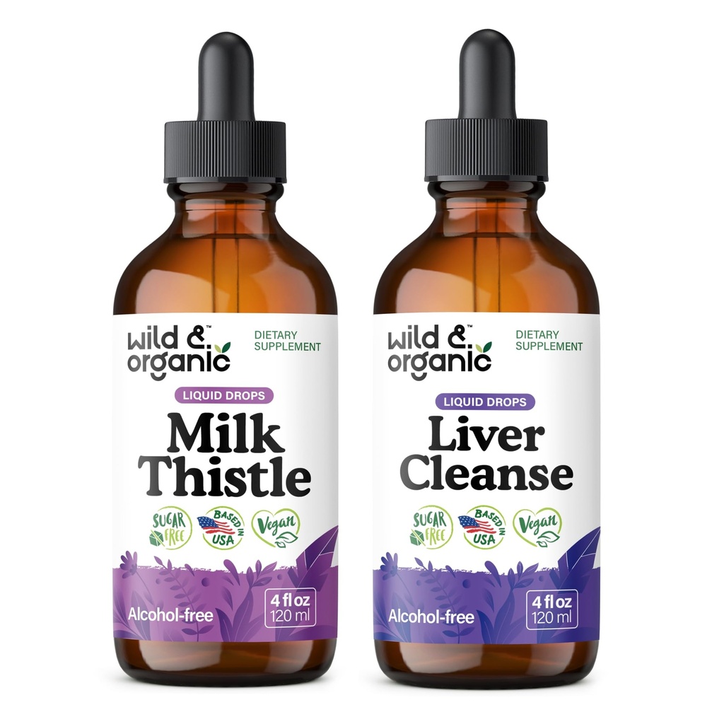 Lait sauvage et biologique Teinture de chardon 4 fl oz et nettoyant du foie Teinture 4 fl oz
