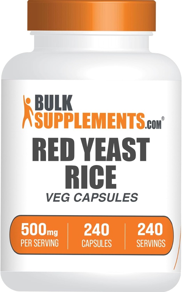 BulkSupplements.com Capsules de riz de levure rouge - Supplément de riz de levure rouge, supplément à base de plantes - Vegan, 1 Capsule par portion, 240 Capsules de légumes (paquet de 1)
