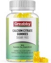 Citrate de calcium Gummies 1200 mg pour les femmes et les enfants, supplément de calcium sans sucre avec vitamine D3, K2, Magnésium, Zinc, Bone Support pour les adultes et les aînés, Flaveur d'ananas naturel, 60 Gummies